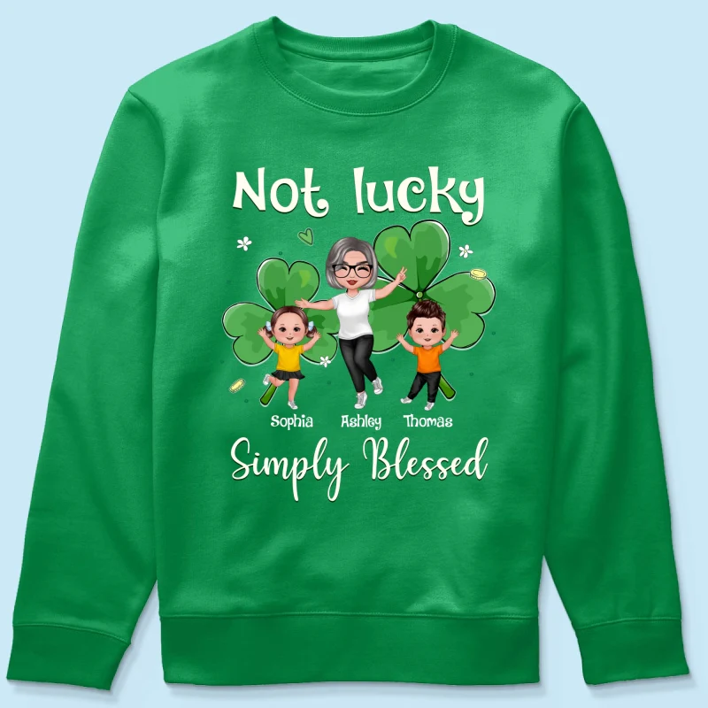 Not Lucky Simply Blessed Grandma Life St. Patrick's Day Personalized Shirt - Image 12
