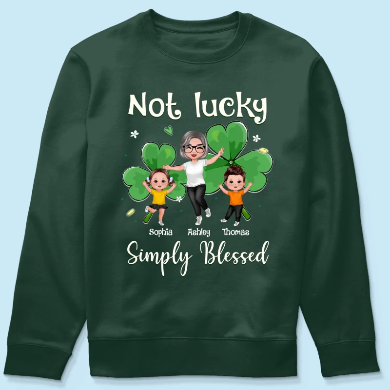 Not Lucky Simply Blessed Grandma Life St. Patrick's Day Personalized Shirt - Image 13