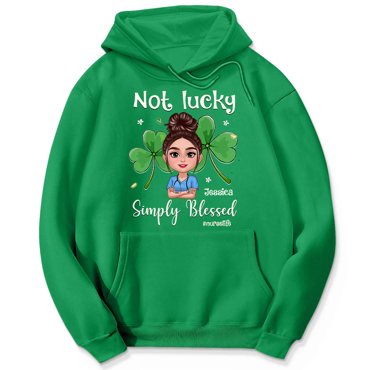 Not Lucky Simply Blessed Nurse Life St. Patrick's Day Personalized Shirt - Image 5