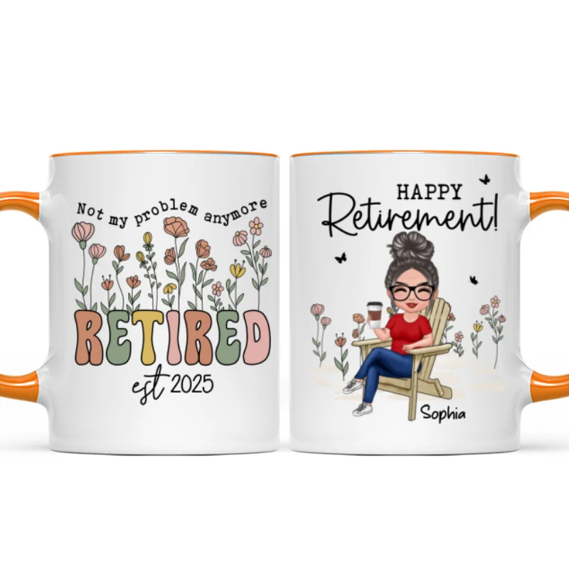 Not My Problem Anymore Retirement Personalized Mug, Farewell Good Luck Gift Coworker, Teacher, Nurse - Image 17