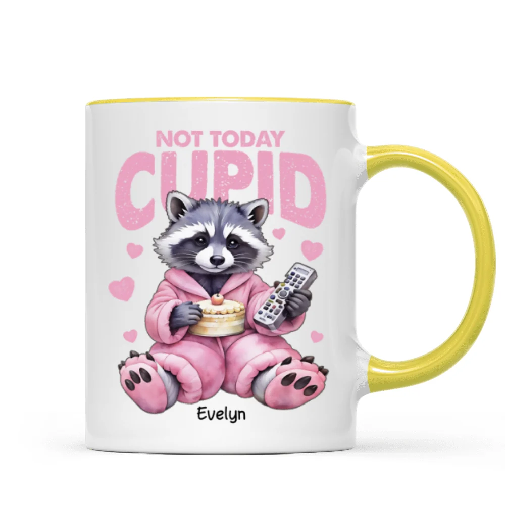 Not Today Cupid Anti- Funny Raccoon Personalized Mug - Image 14