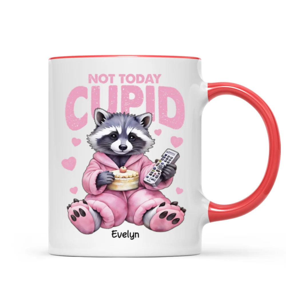 Not Today Cupid Anti- Funny Raccoon Personalized Mug - Image 9