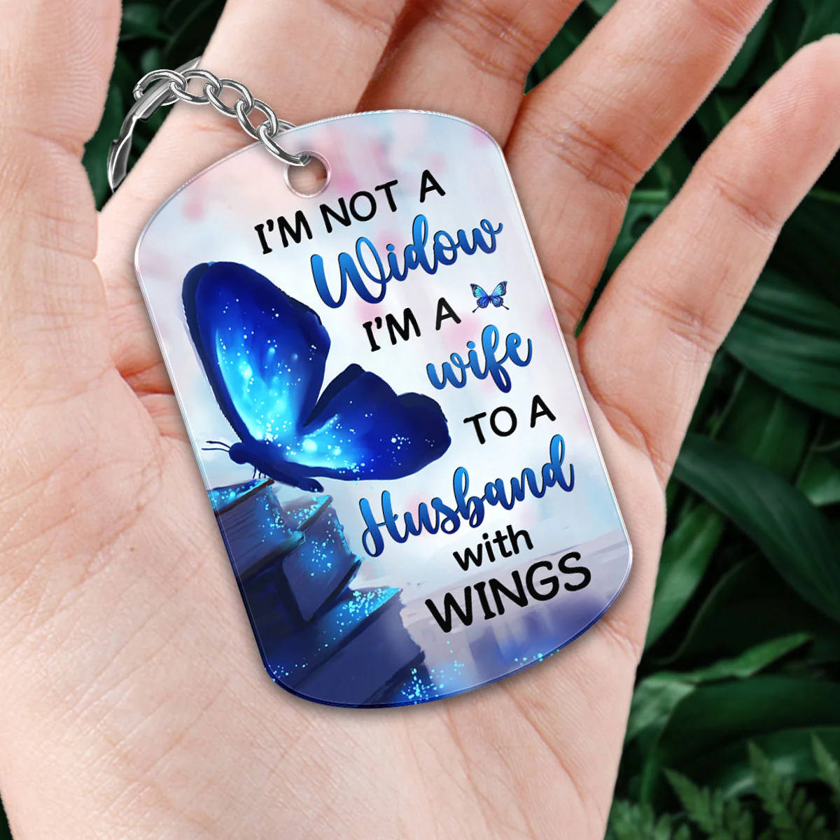 Not Widow Memorial Butterfly Remembrance Keepsake Photo Inserted Personalized Acrylic Keychain - Image 2