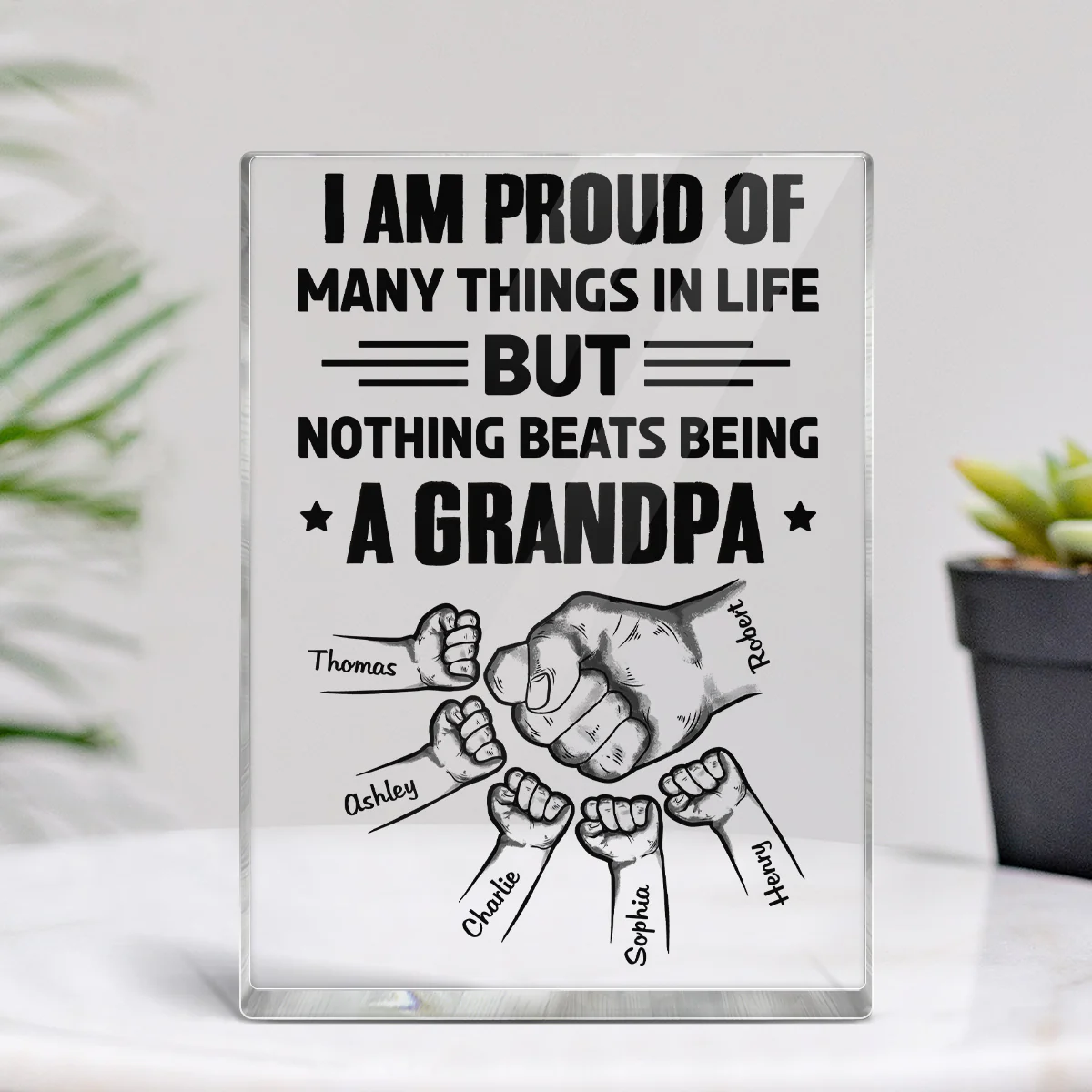 Nothing Beats Being A Grandpa Personalized Rectangle Acrylic Block Plaque