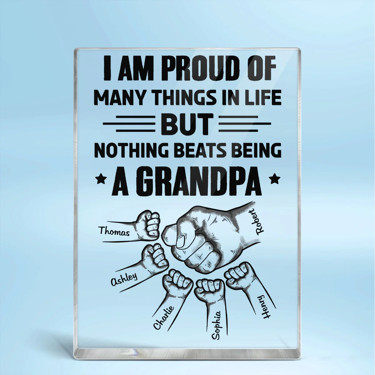 Nothing Beats Being A Grandpa Personalized Rectangle Acrylic Block Plaque - Image 2