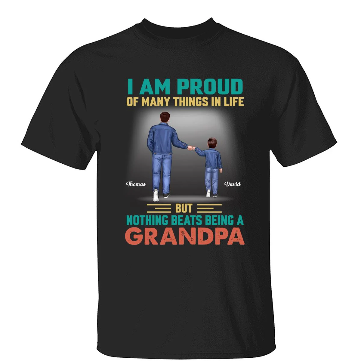 Nothing Beats Being A Grandpa Punch Hand Back View Personalized Shirt