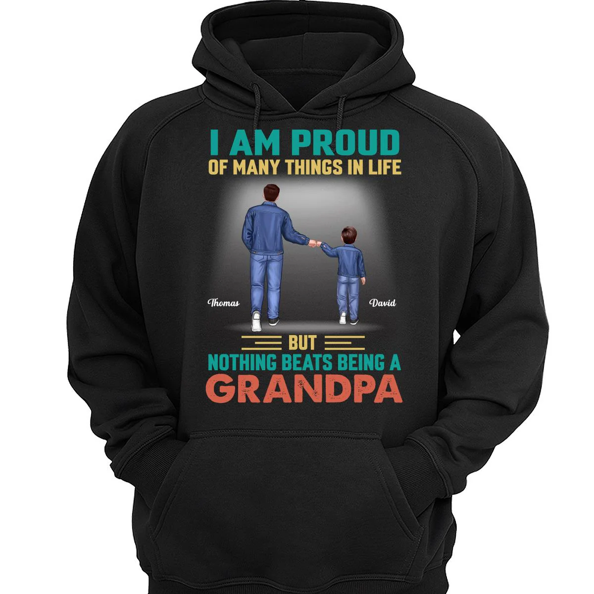 Nothing Beats Being A Grandpa Punch Hand Back View Personalized Shirt - Image 3