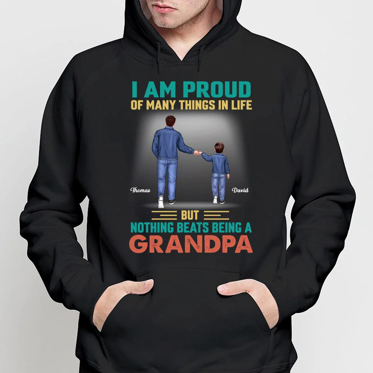 Nothing Beats Being A Grandpa Punch Hand Back View Personalized Shirt - Image 4
