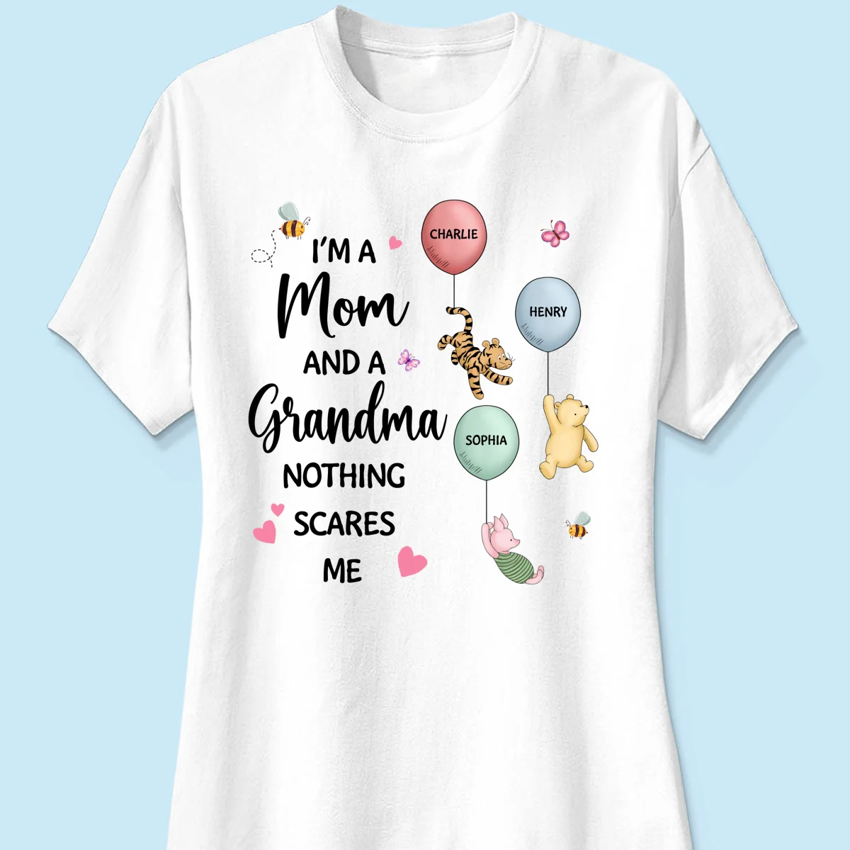 Nothing Scares Me I‘m A Mom And A Grandma Cute Characters Personalized Shirt - Image 11