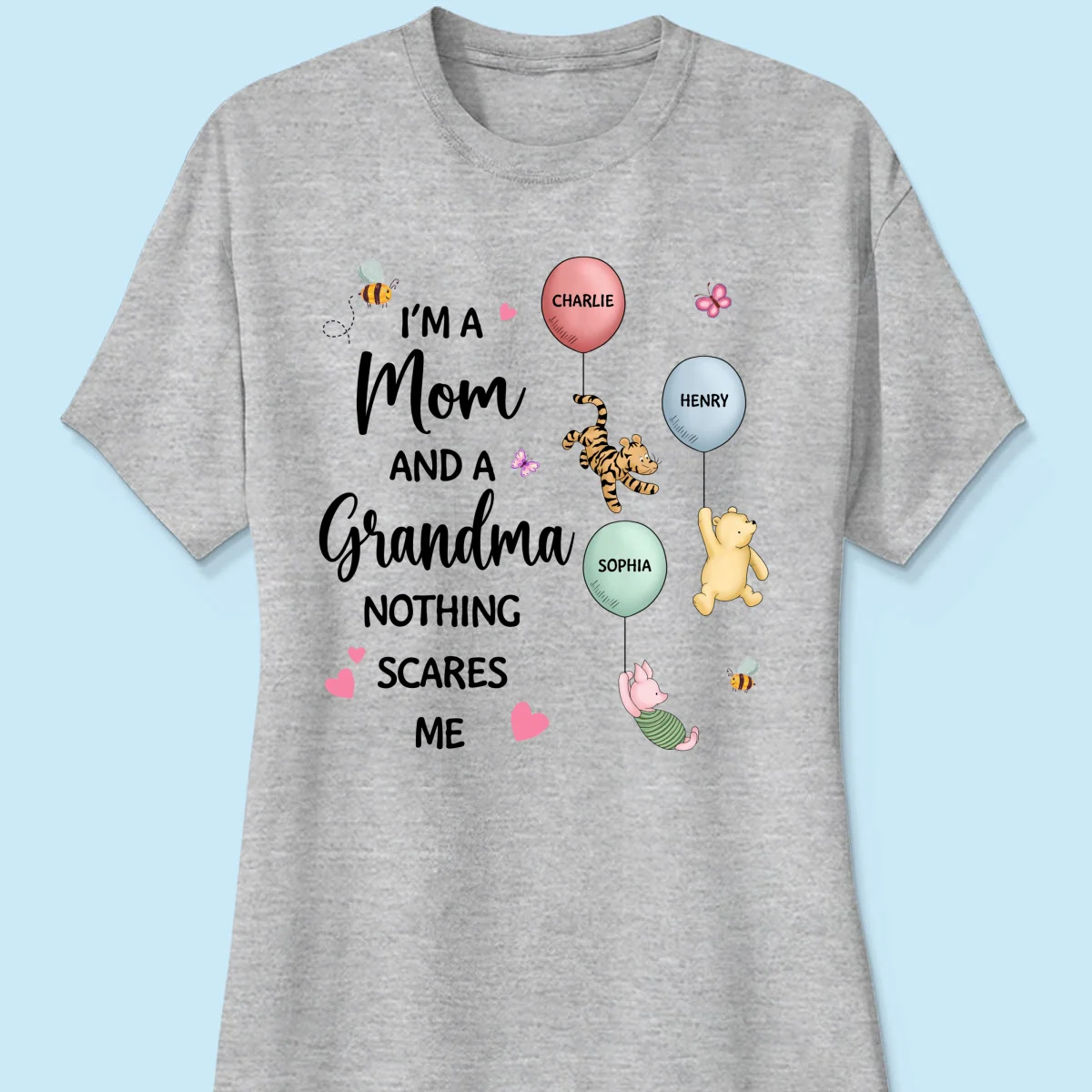 Nothing Scares Me I‘m A Mom And A Grandma Cute Characters Personalized Shirt - Image 12
