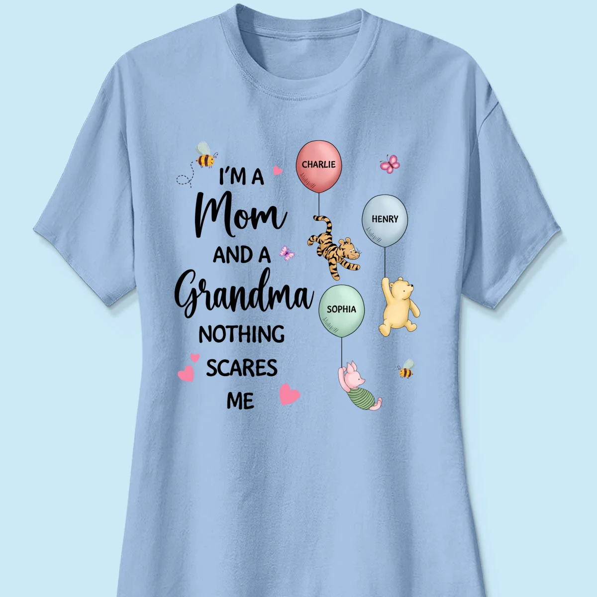 Nothing Scares Me I‘m A Mom And A Grandma Cute Characters Personalized Shirt - Image 13