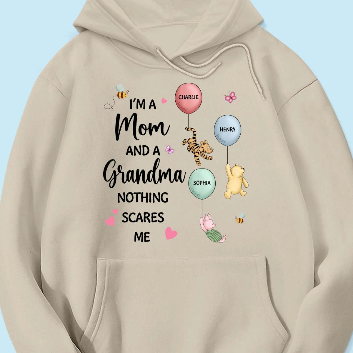 Nothing Scares Me I‘m A Mom And A Grandma Cute Characters Personalized Shirt - Image 17