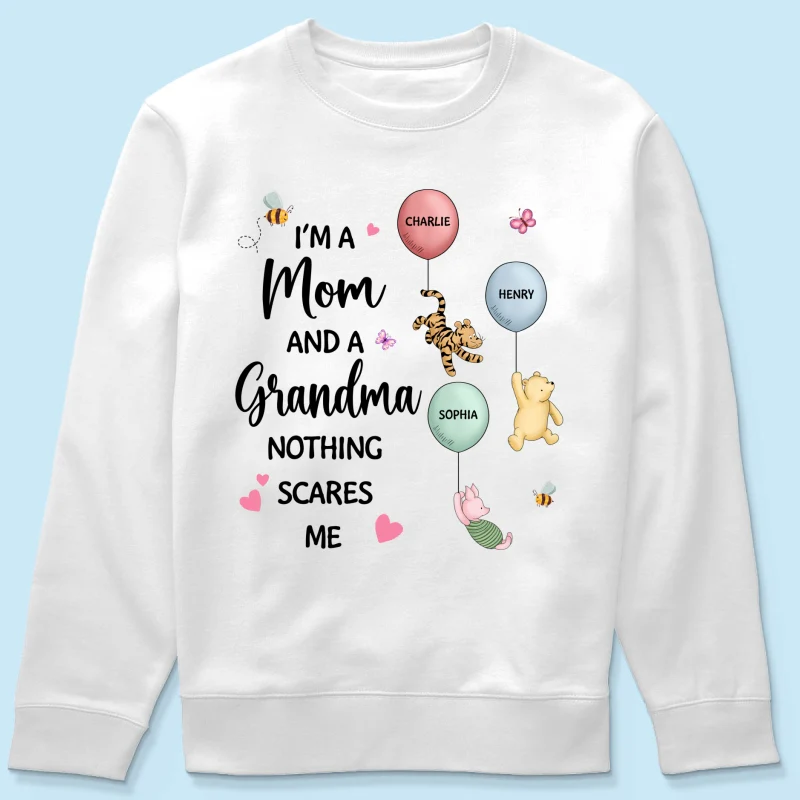 Nothing Scares Me I‘m A Mom And A Grandma Cute Characters Personalized Shirt - Image 18