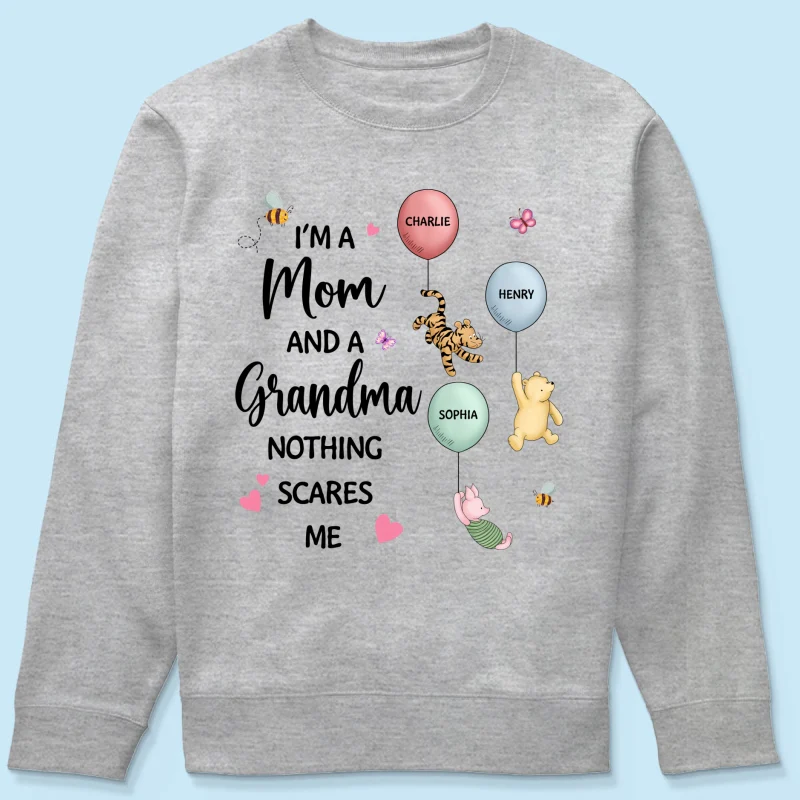 Nothing Scares Me I‘m A Mom And A Grandma Cute Characters Personalized Shirt - Image 19