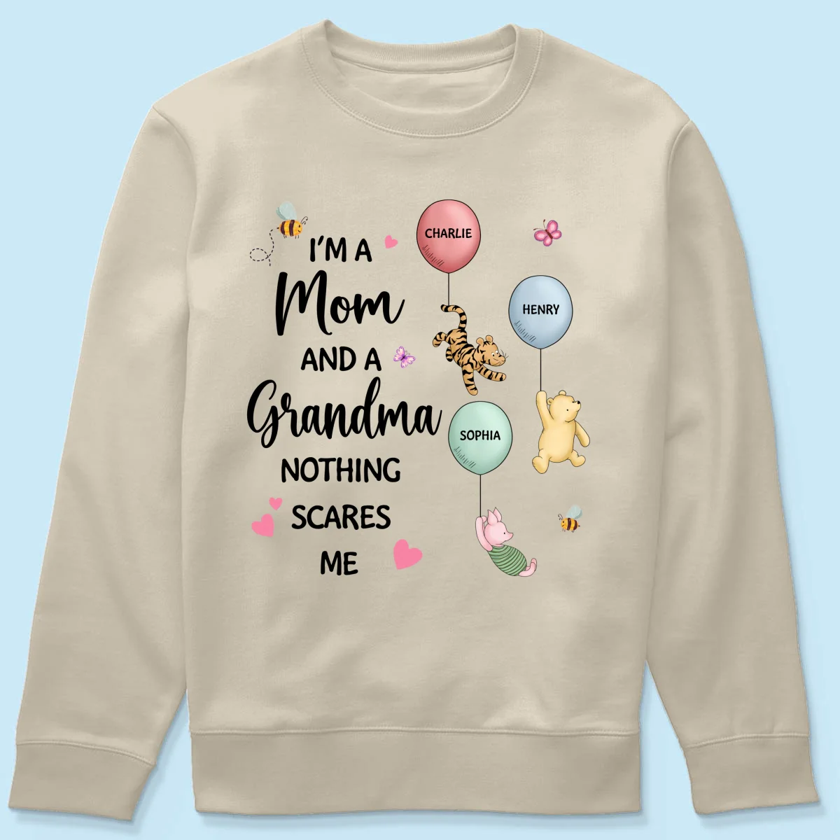 Nothing Scares Me I‘m A Mom And A Grandma Cute Characters Personalized Shirt - Image 20