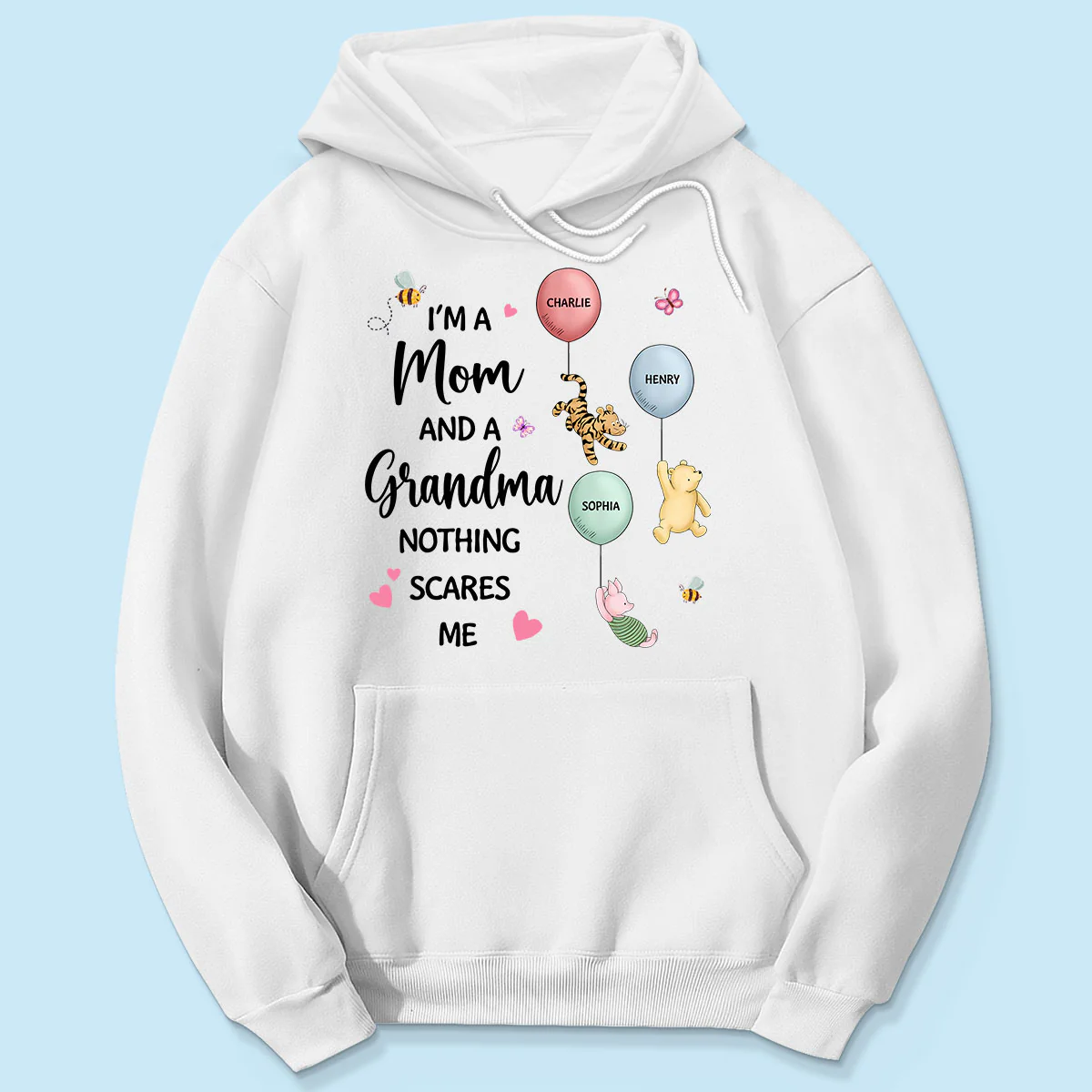 Nothing Scares Me I‘m A Mom And A Grandma Cute Characters Personalized Shirt - Image 5