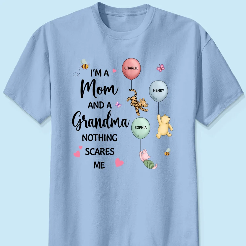 Nothing Scares Me I‘m A Mom And A Grandma Cute Characters Personalized Shirt - Image 9