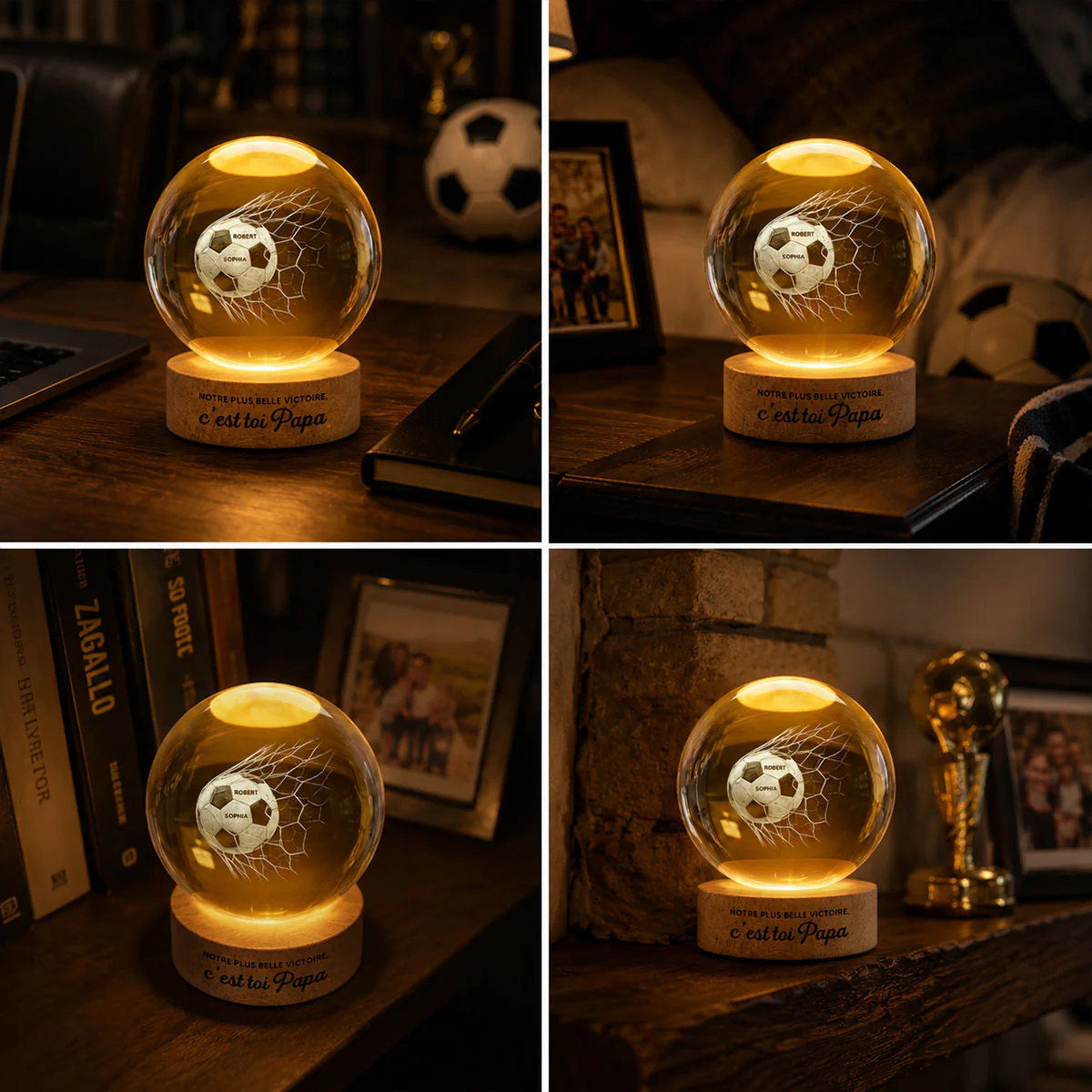 Notre plus belle victoire c’est toi Papa – Veilleuse LED Boule de Cristal Personnalisée – Cadeau de Fête des Pères - Image 7