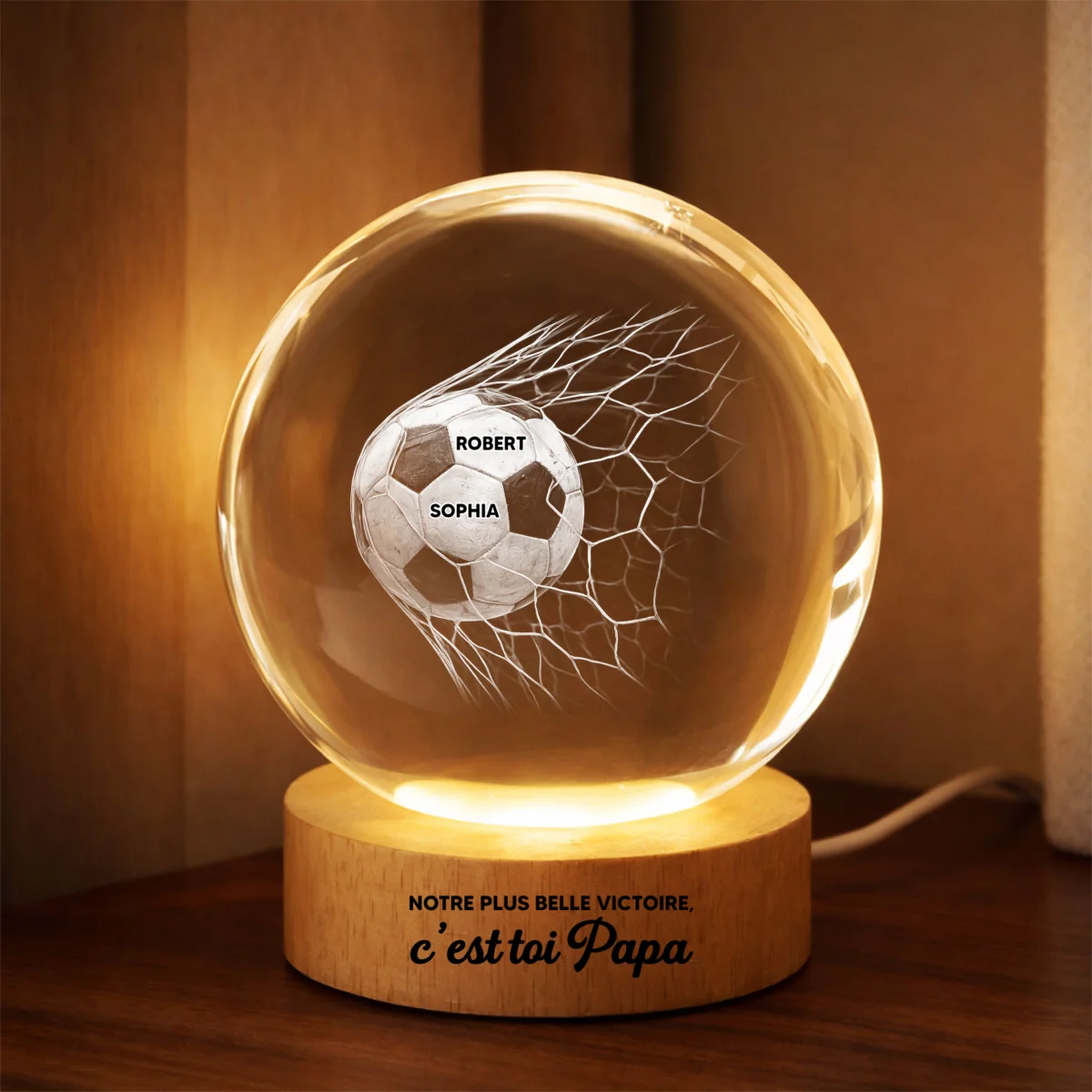 Notre plus belle victoire c’est toi Papa – Veilleuse LED Boule de Cristal Personnalisée – Cadeau de Fête des Pères - Image 8