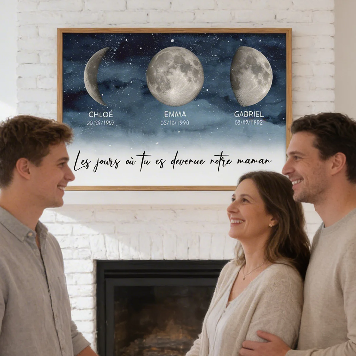 Nuit étoilée Le jour où tu es devenue Maman, Mamie – Affiche personnalisée avec phases de lune de naissance – Cadeau de Fête des Mères pour Maman ou Mamie - Image 4
