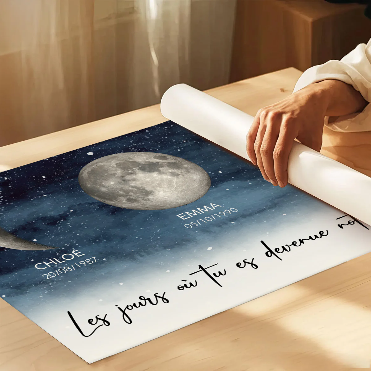 Nuit étoilée Le jour où tu es devenue Maman, Mamie – Affiche personnalisée avec phases de lune de naissance – Cadeau de Fête des Mères pour Maman ou Mamie - Image 9