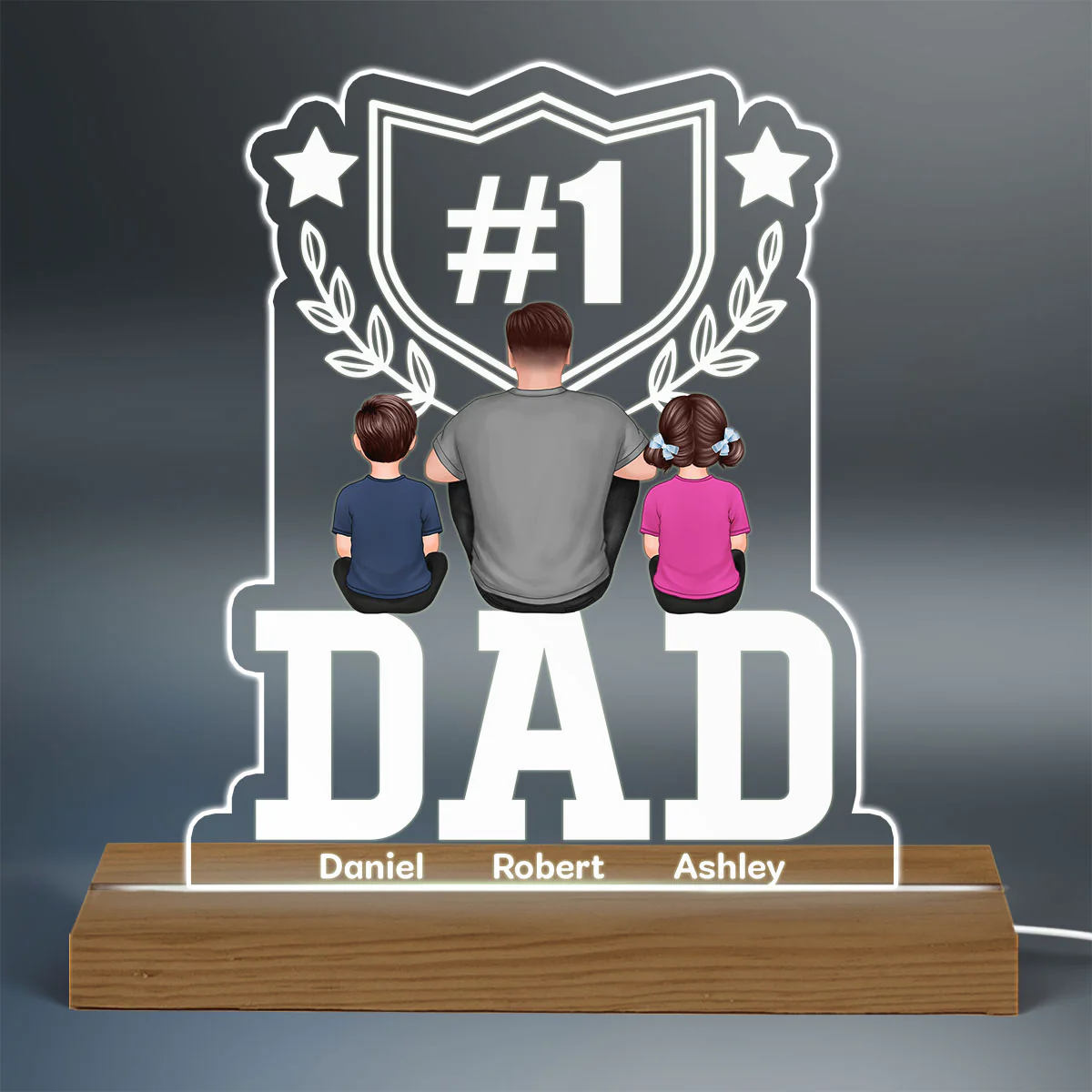 Number 1 Dad Father‘s Day Gift Personalized Warm Custom Shape LED Night Light - Image 3