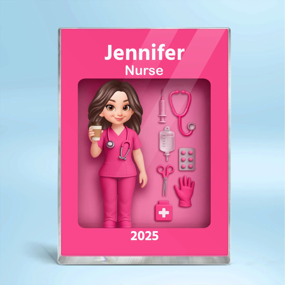 Nurse Action Figure 3D Effect Personalized Acrylic Block Plaque, Special Gift For Nurse, For Co-workers - Image 10