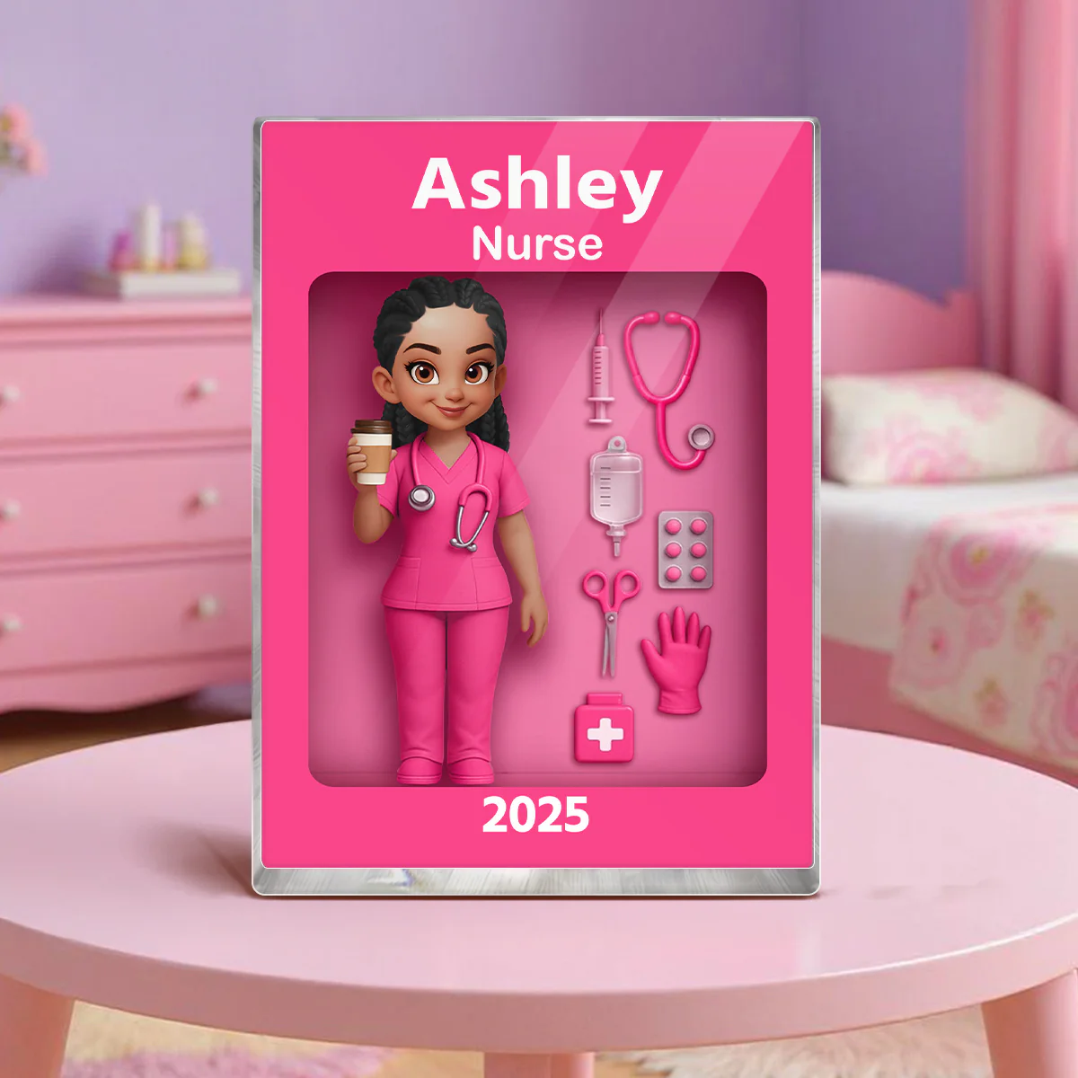 Nurse Action Figure 3D Effect Personalized Acrylic Block Plaque, Special Gift For Nurse, For Co-workers - Image 5