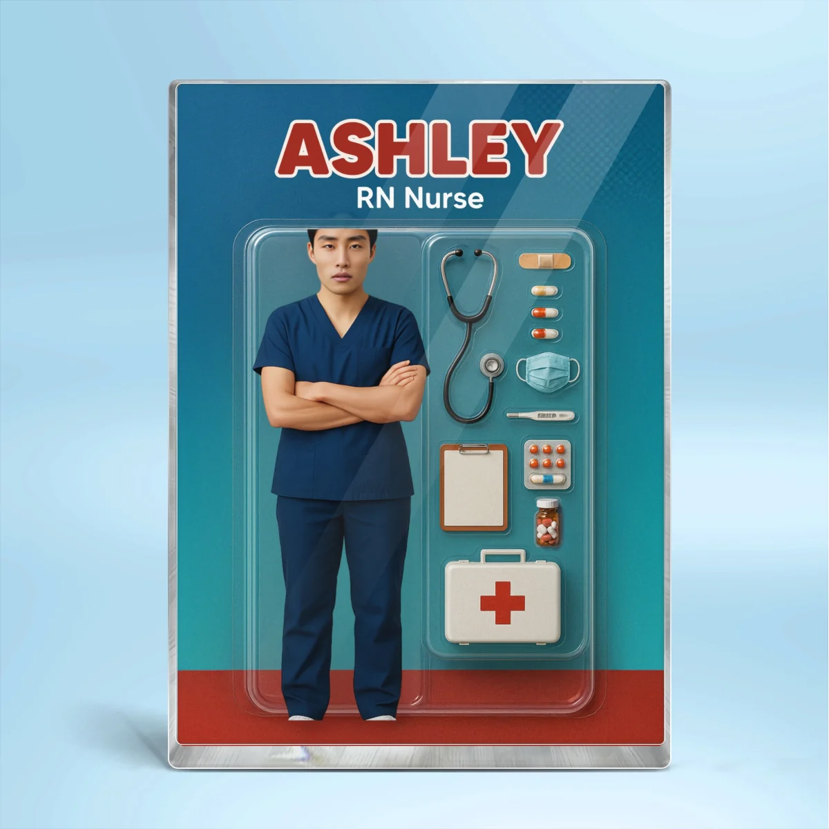 3D Effect Nurse Custom Figure Personalized Flat Rectangle Acrylic Block - Image 8