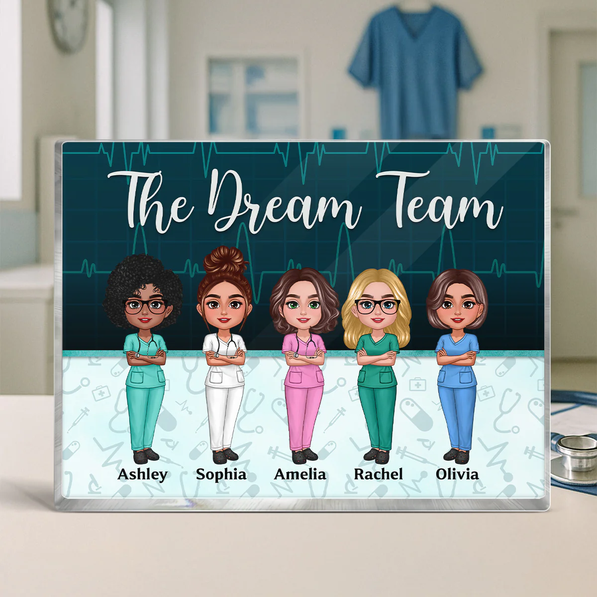 Nurse Best Friends Work Made Us Colleagues Personalized Acrylic Block - Image 3