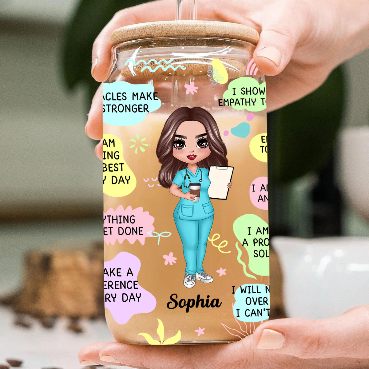 Nurse Daily Affirmations Nurse Appreciation Gift Personalized Clear Glass Can - Image 4