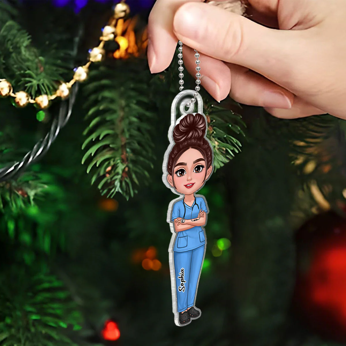 Nurse Doctor Christmas Personalized Acrylic Ornament - Image 3
