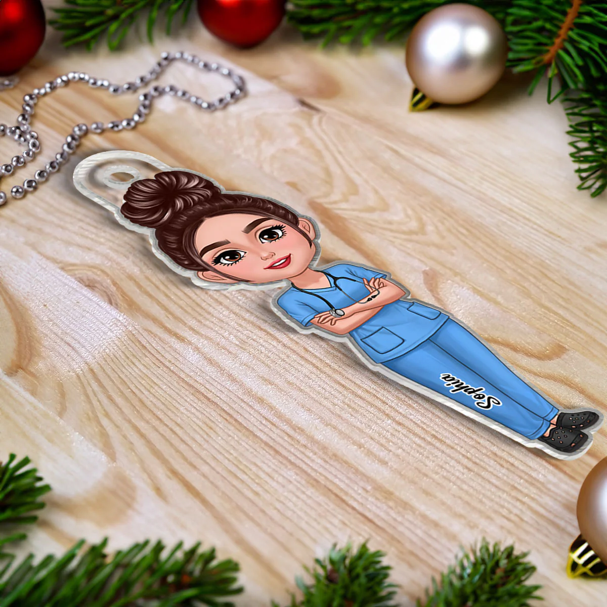 Nurse Doctor Christmas Personalized Acrylic Ornament - Image 5