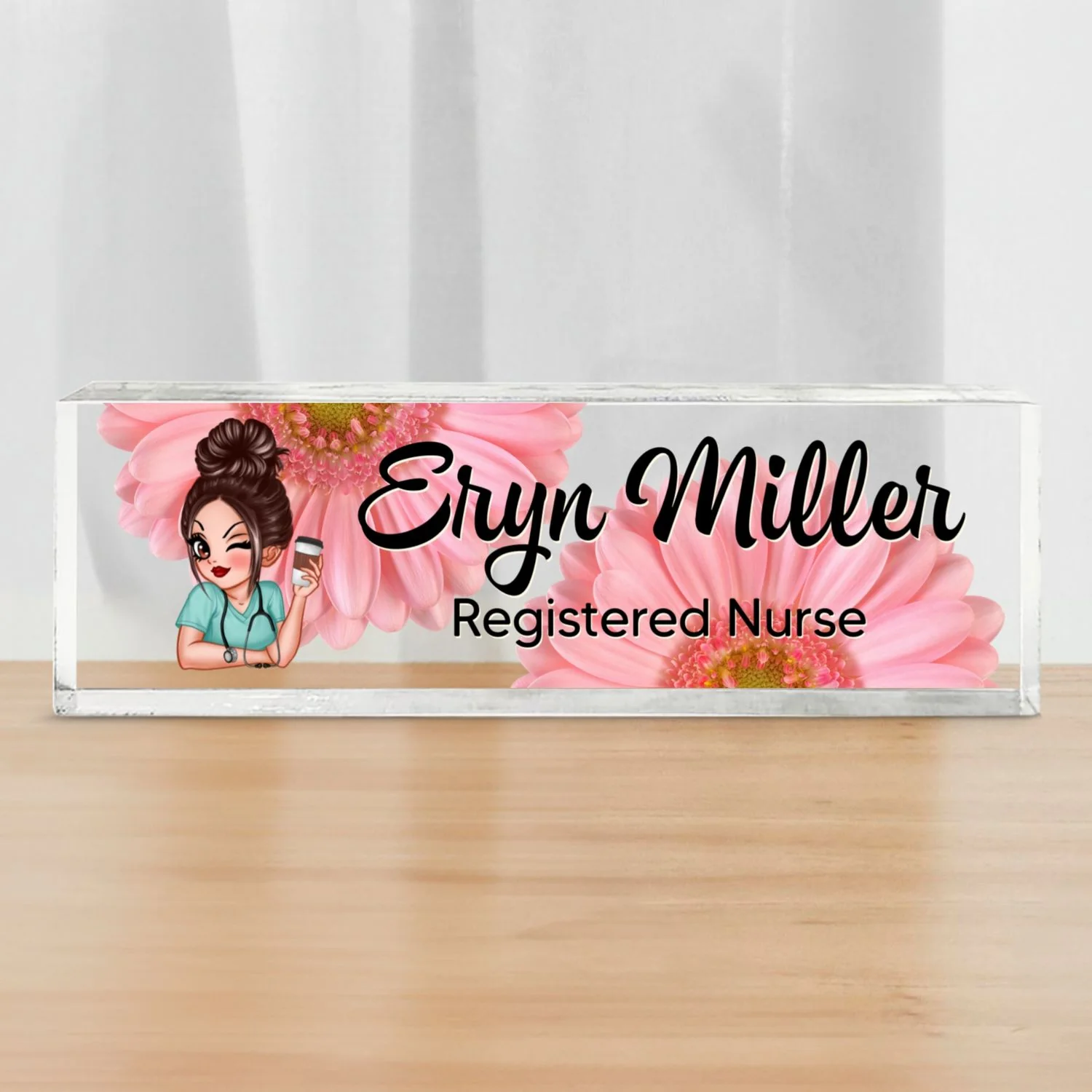 Nurse Doctor Floral Personalized Acrylic Desk Name Plate - Image 8