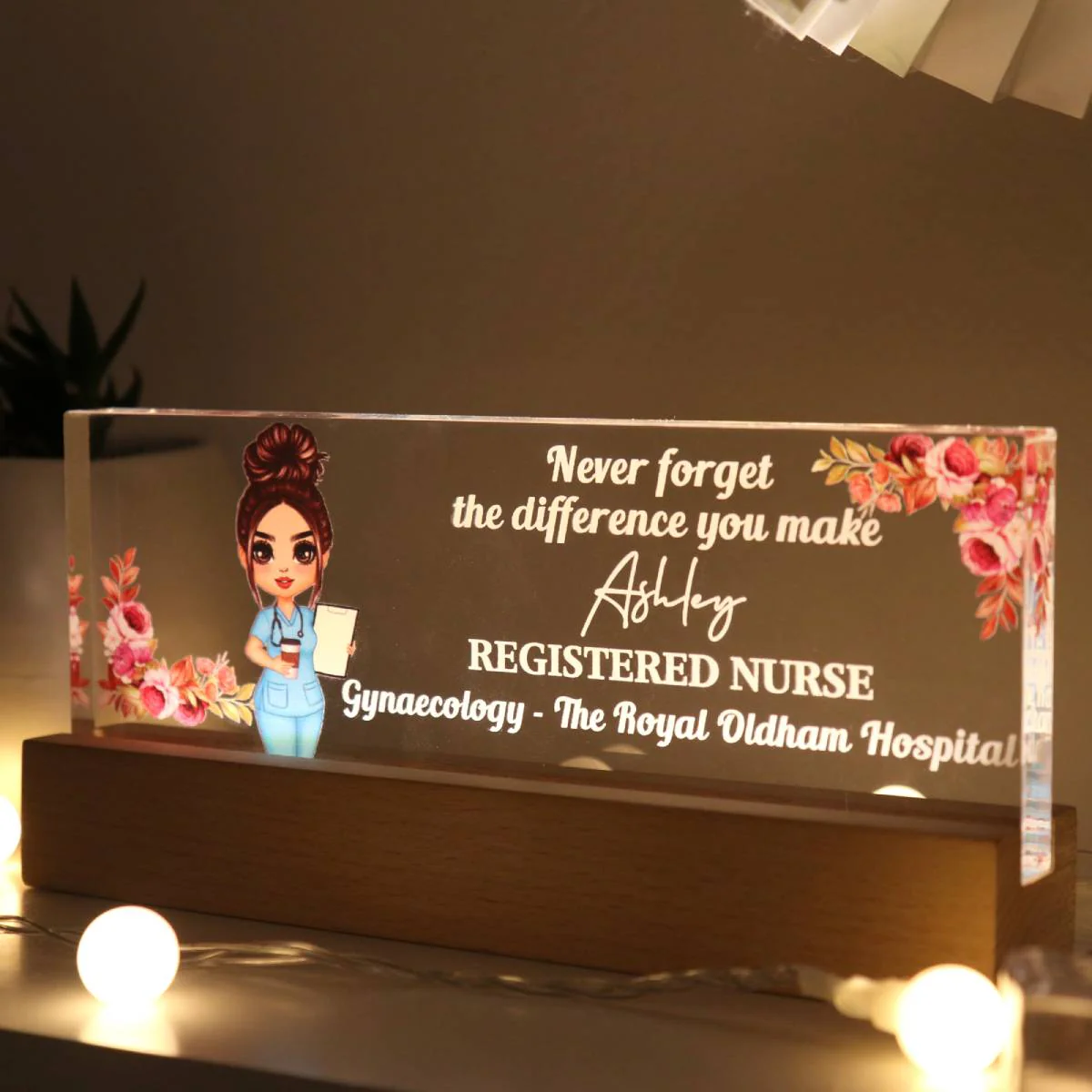 Nurse Gift Never Forget The Difference You Make Personalized Acrylic Block Night Light - Image 4