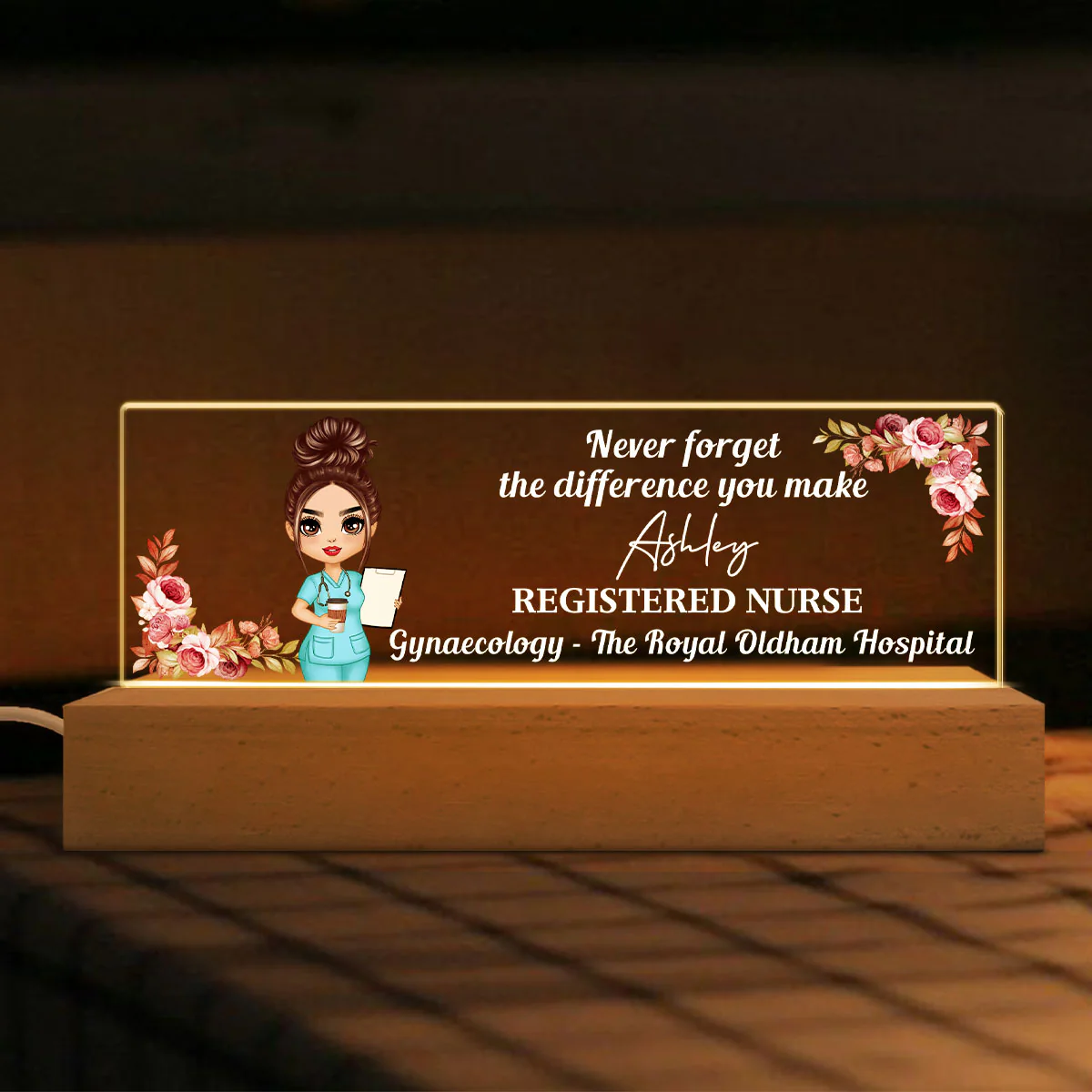 Nurse Gift Never Forget The Difference You Make Personalized Acrylic Block Night Light - Image 7