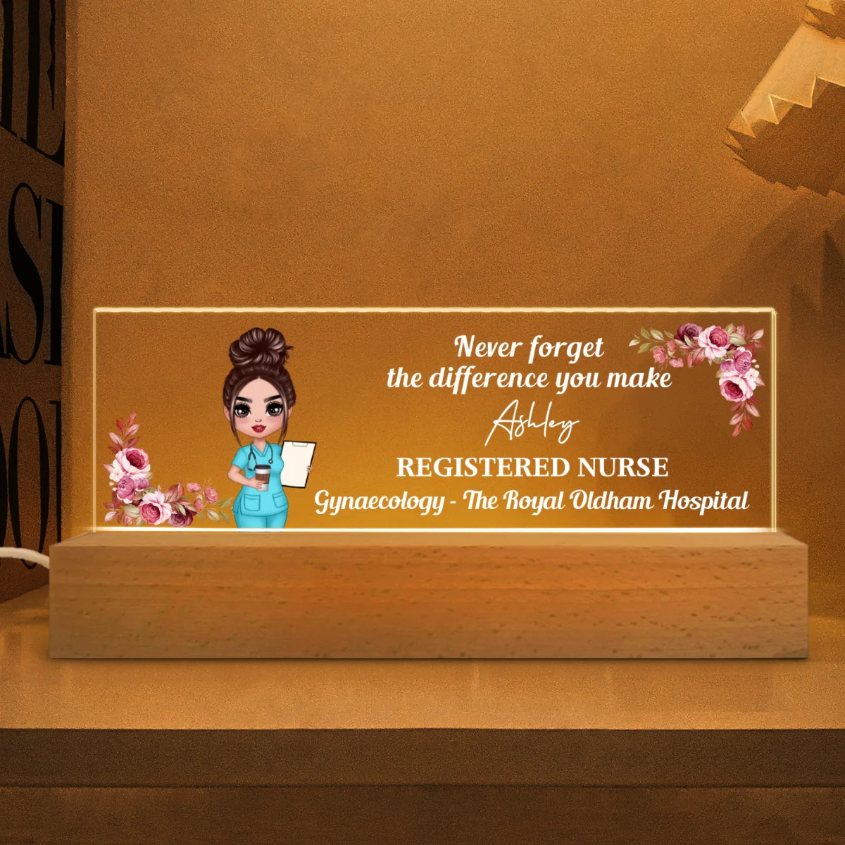 Nurse Gift Never Forget The Difference You Make Personalized Acrylic Block Night Light - Image 8