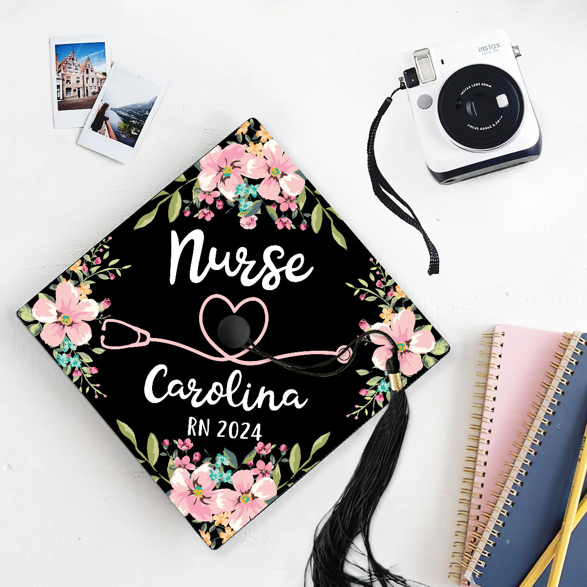 Nurse Graduation Gift Floral Theme Personalized Graduation Cap Topper - Image 5