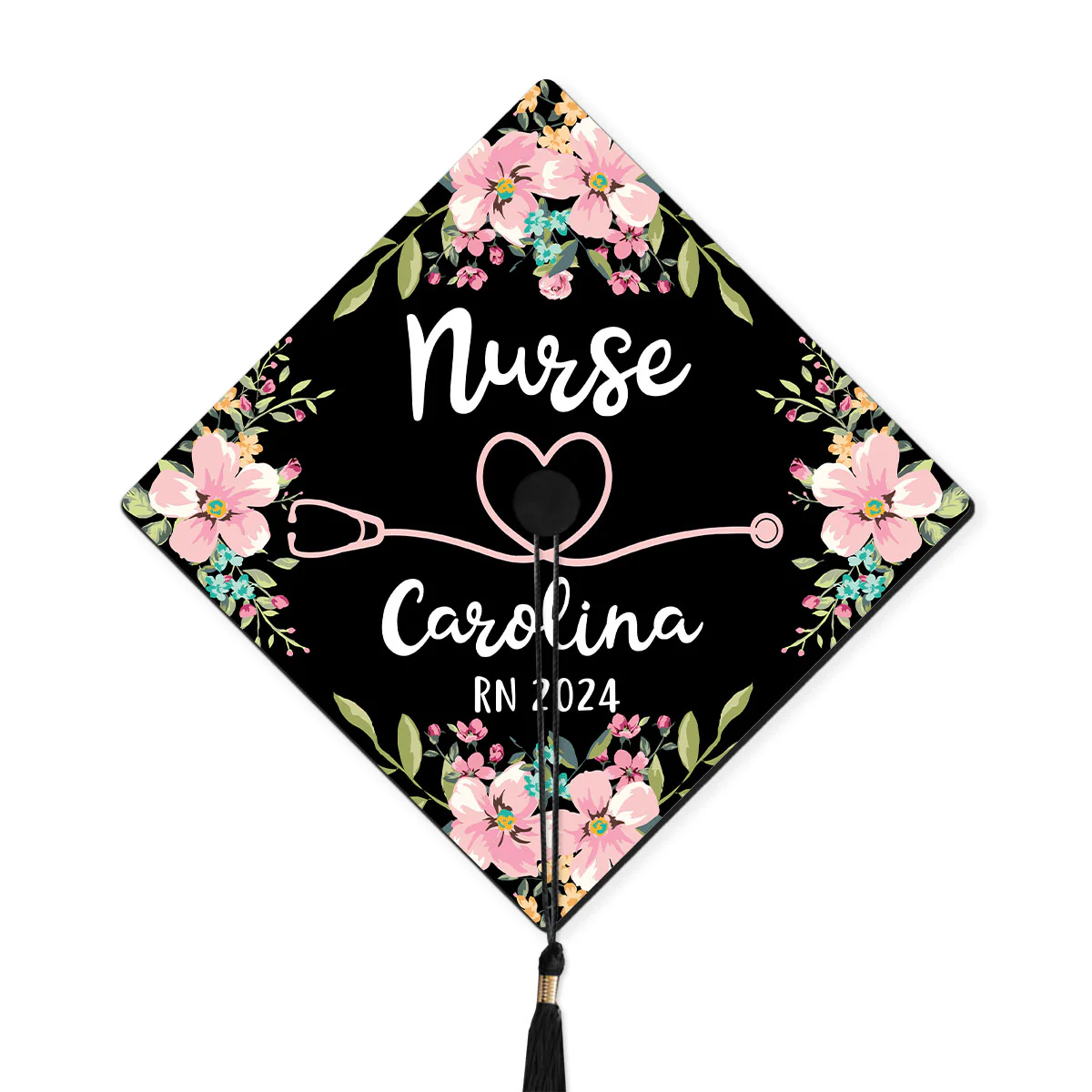 Nurse Graduation Gift Floral Theme Personalized Graduation Cap Topper - Image 8