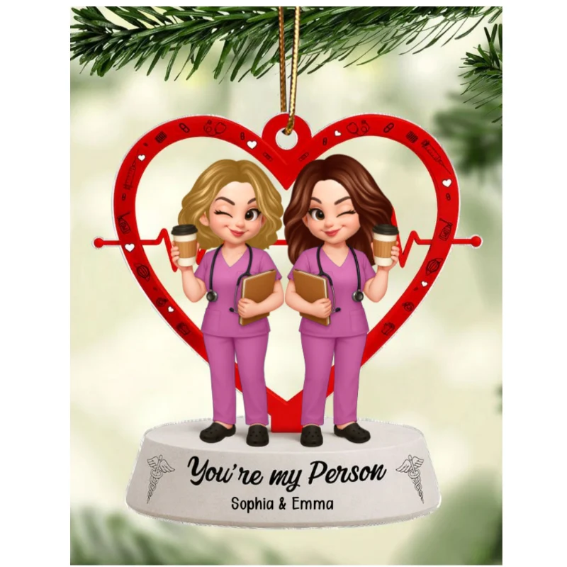 Nurse Heart Friendship Personalized Acrylic Ornament, Christmas Gift for Coworkers - Image 9