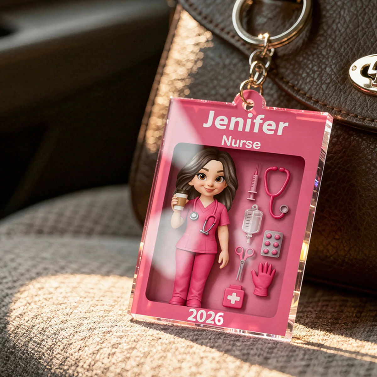 Nurse In Toy Box - Personalized Car Hanger - Special Gift For Nurse, For Co-workers - Image 4