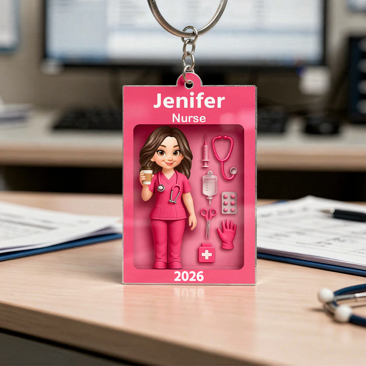 Nurse In Toy Box - Personalized Car Hanger - Special Gift For Nurse, For Co-workers - Image 9