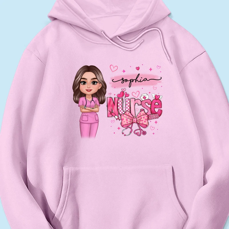Nurse Pink Coquette Bow Personalized Shirt, Birthday  Gift For Nurse Wife Girlfriend Bestie - Image 17