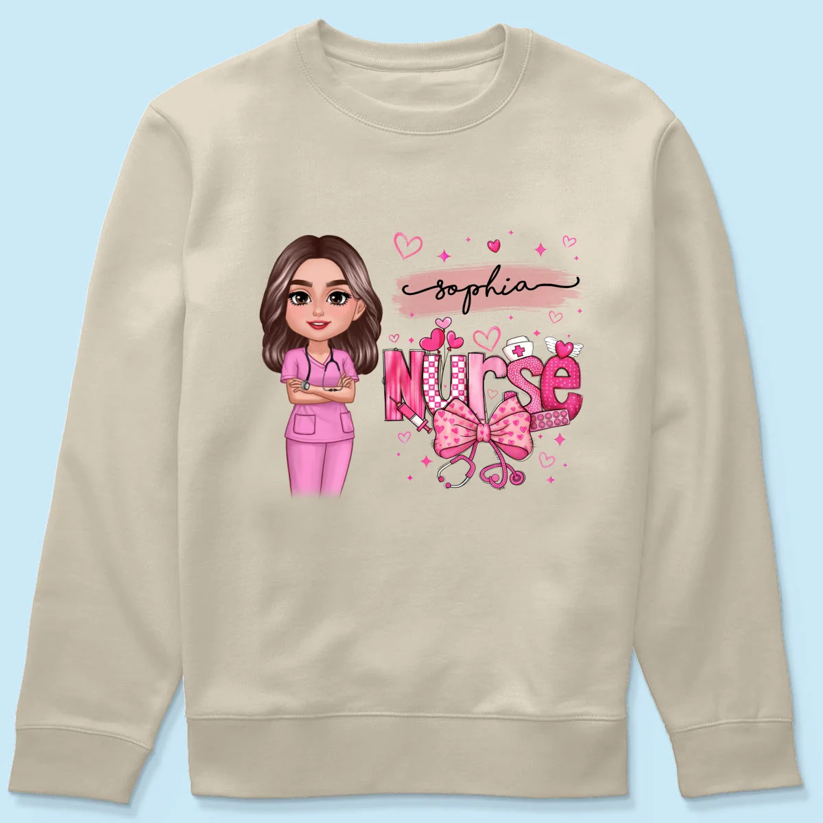 Nurse Pink Coquette Bow Personalized Shirt, Birthday  Gift For Nurse Wife Girlfriend Bestie - Image 20