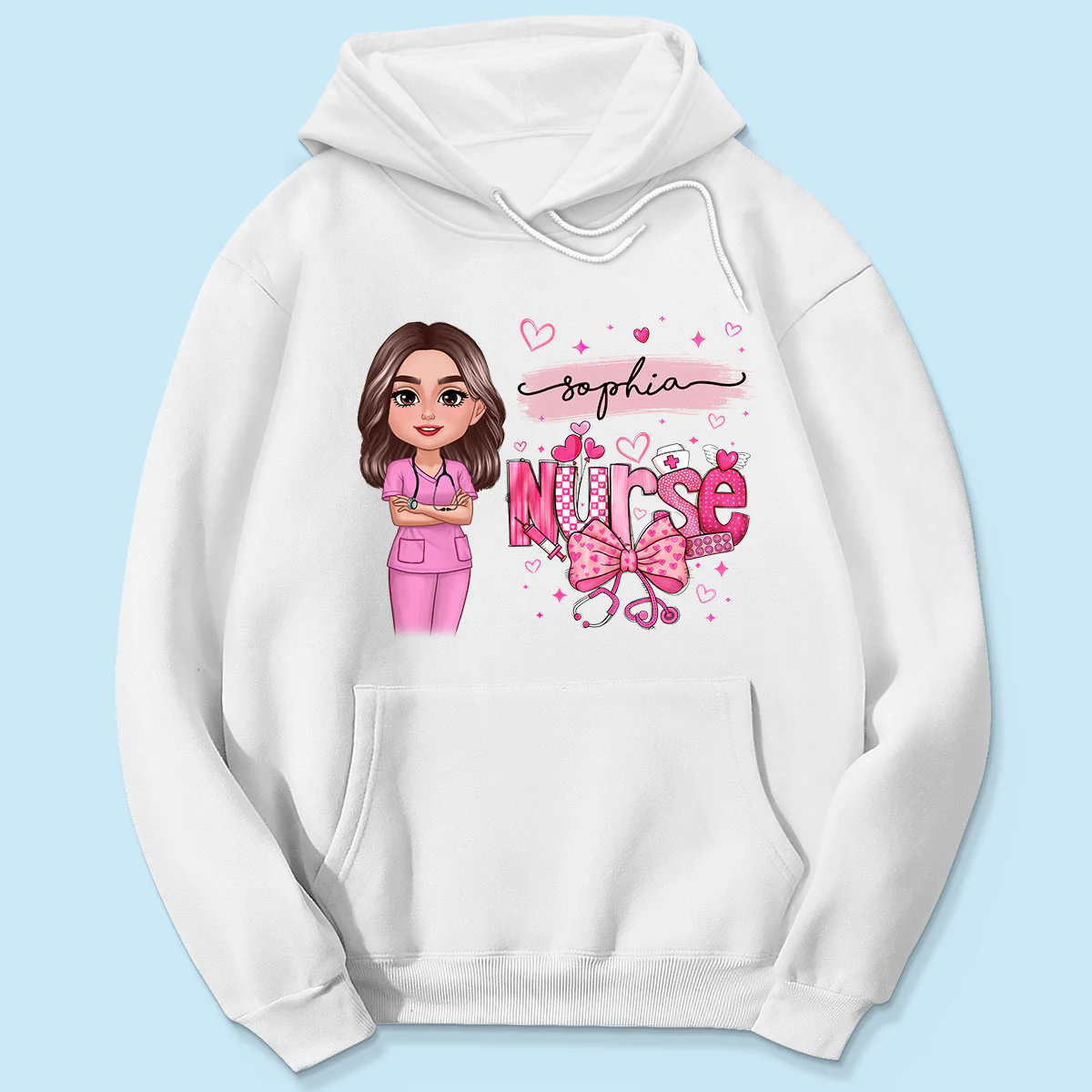 Nurse Pink Coquette Bow Personalized Shirt, Birthday  Gift For Nurse Wife Girlfriend Bestie - Image 5