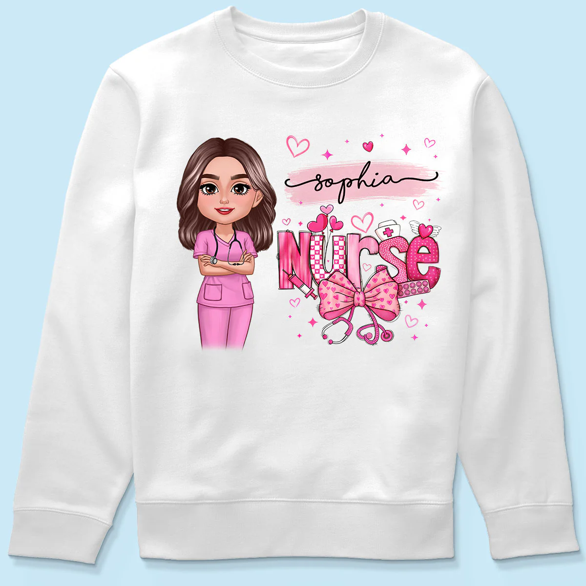 Nurse Pink Coquette Bow Personalized Shirt, Birthday  Gift For Nurse Wife Girlfriend Bestie - Image 6