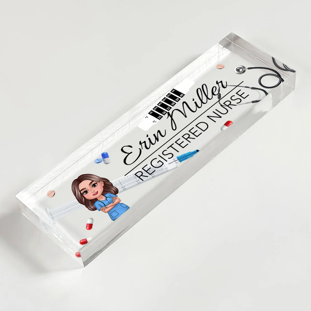 Nurse Things Personalized Acrylic Desk Name Plate, Gift For Nurse, Doctors, EMS, Healthcare Workers - Image 6