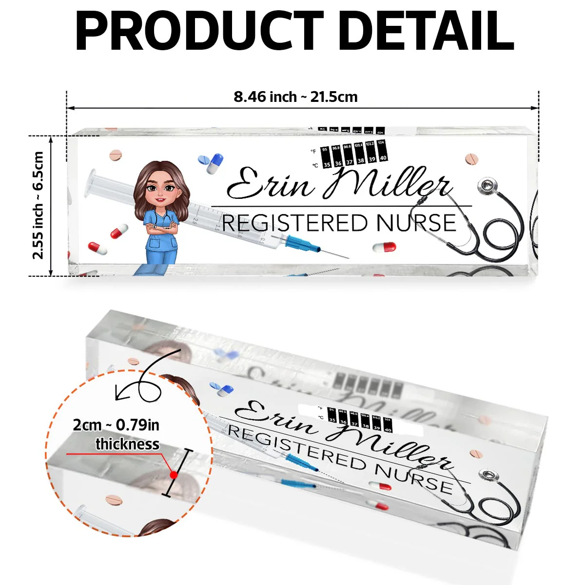 Nurse Things Personalized Acrylic Desk Name Plate, Gift For Nurse, Doctors, EMS, Healthcare Workers - Image 7