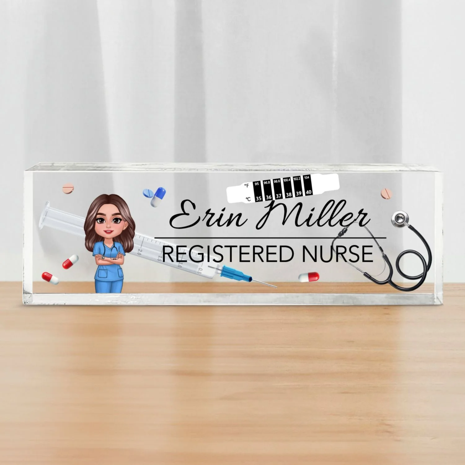 Nurse Things Personalized Acrylic Desk Name Plate, Gift For Nurse, Doctors, EMS, Healthcare Workers - Image 8