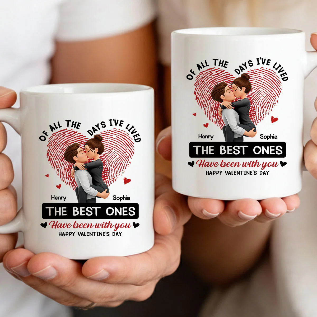 Of All the Days I've Lived the Best Ones Have Been with You - Personalized Mug - Couple Valentine's Day Gift for Her, for Him - Image 3